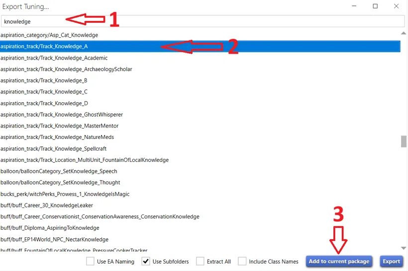 Adding new tuning using the Extract Tuning... window, with the steps numbered