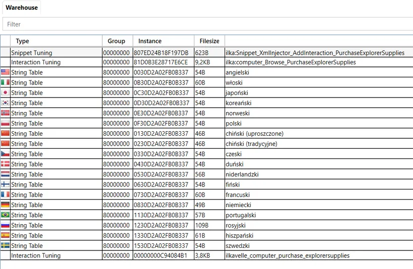 The list of files in the Buy Explorer Supplies mod.