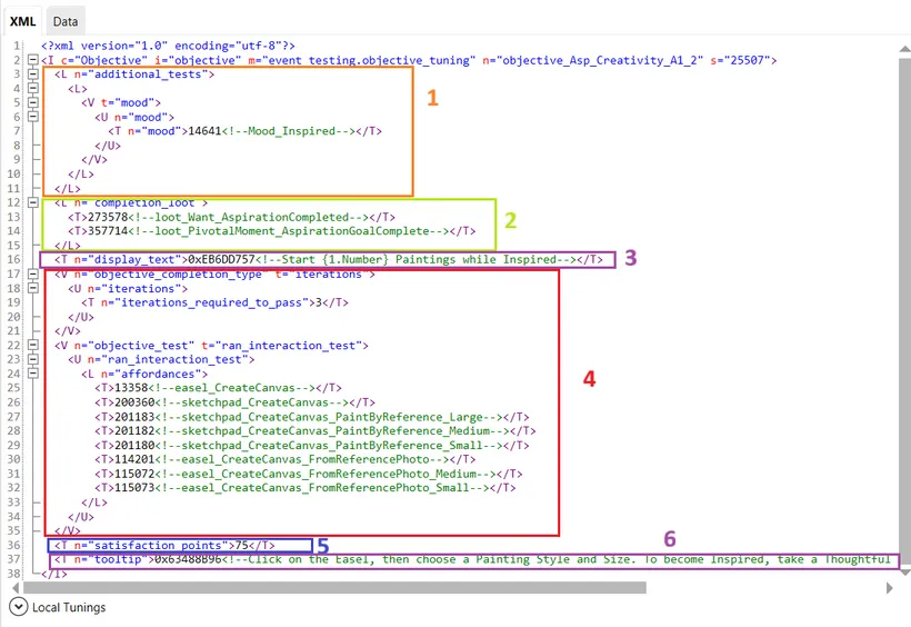 The Objective tuning of an aspiration, with the parts listed below numbered