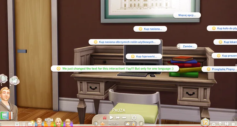 The string that was changed above showing up as an option in a pie menu after clicking on a computer in game.