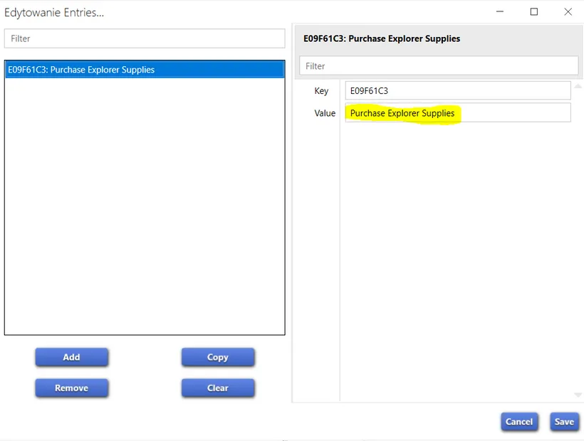 A single entry in a string table.