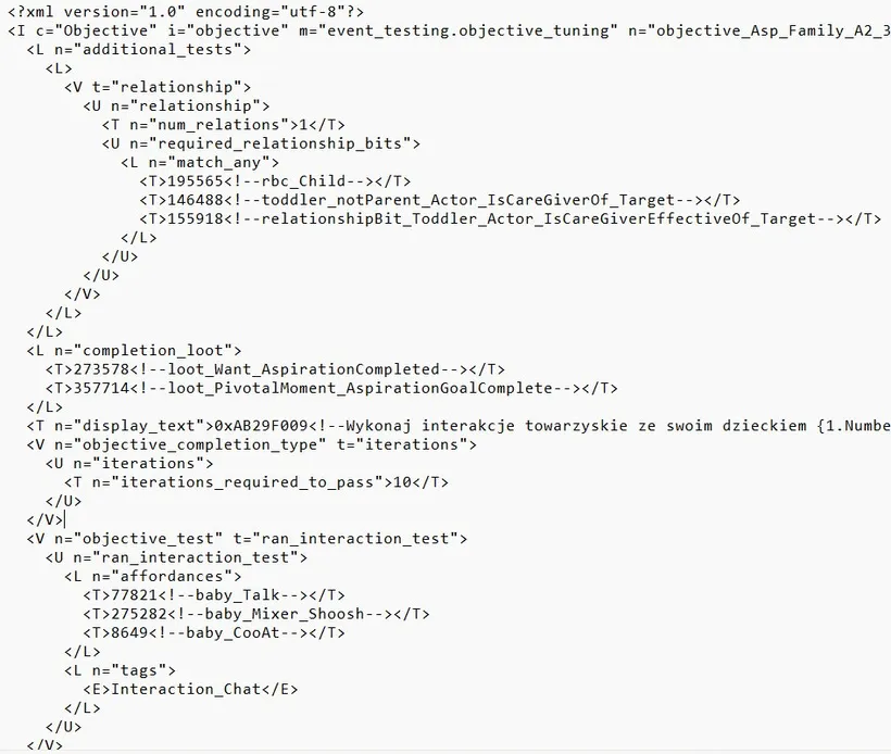 An objective with the goal to interact with the actor's child